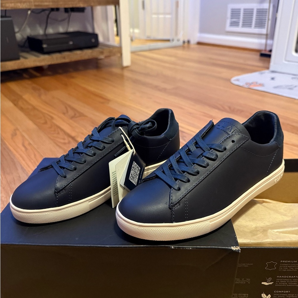 Clae Navy Leather Sneakers